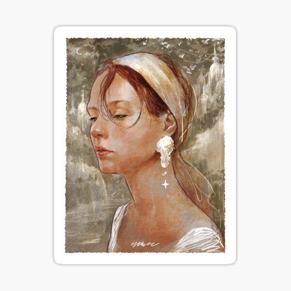a girl at dawn Sticker
