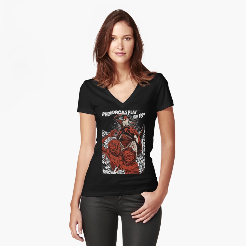 Item preview, Fitted V-Neck T-Shirt designed and sold by gengiskahn.