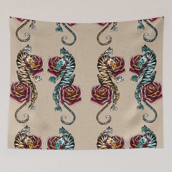 Item preview, Two Neo-Traditional Tigers Facing designed and sold by EN Tattoos & Designs.