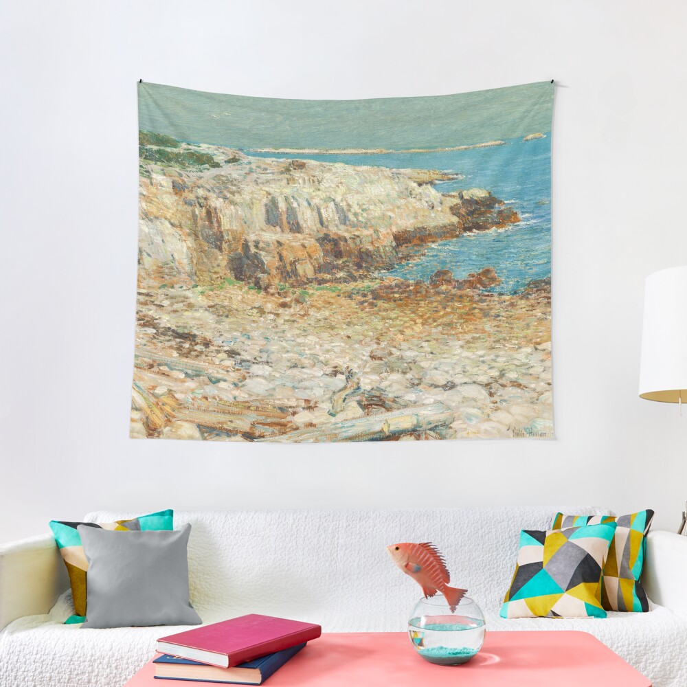 A North East Headland Oil Painting by Childe Hassam Tapestry