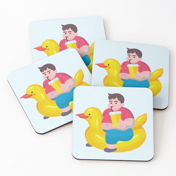 Item preview, Fat Man on a Rubber Duck Rubber Ring with a Drink designed and sold by trendingatees.