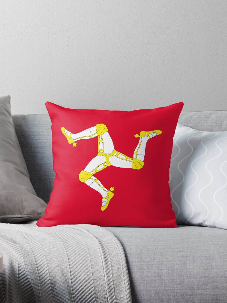 Aperçu 1 sur 3. Coussin avec l'œuvre Drapeau de l'Ile de Man créée et vendue par Shorlick.