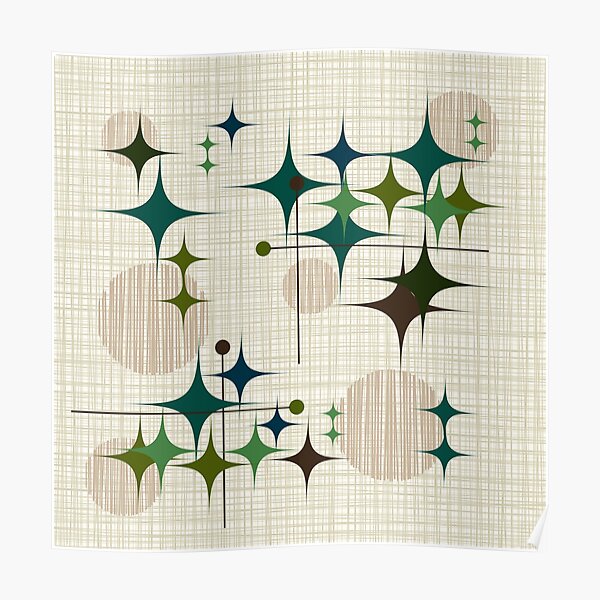 Eames Era Starbursts and Globes 1 (bkgrnd) Poster