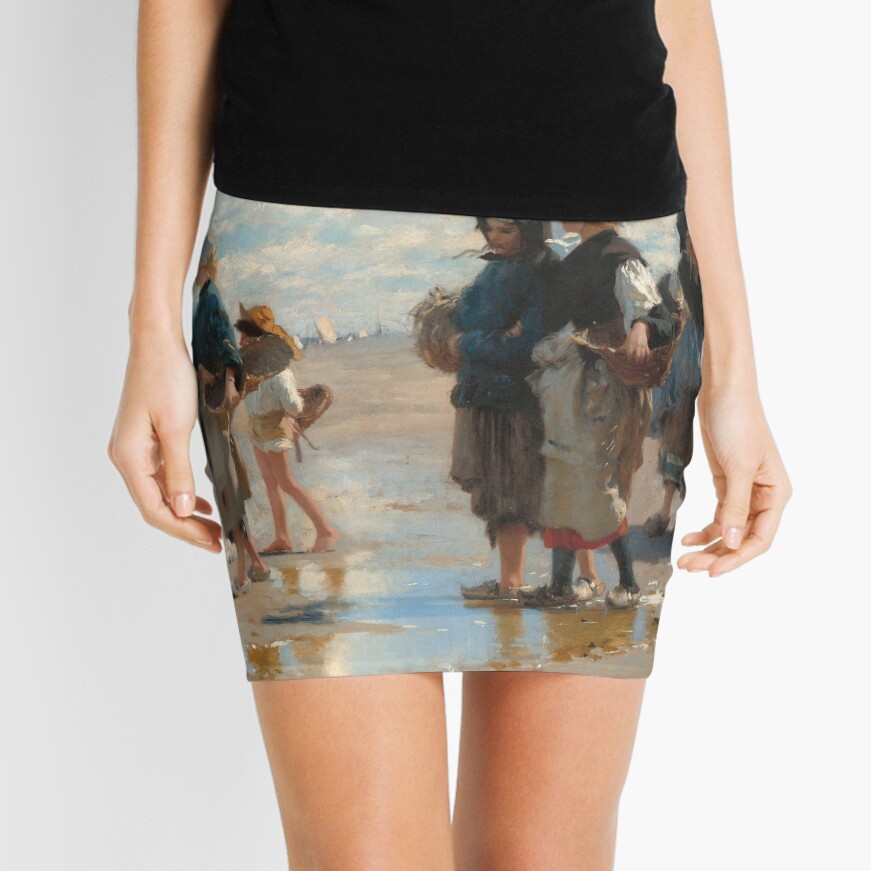 Setting Out to Fish Oil Painting by John Singer Sargent Mini Skirt