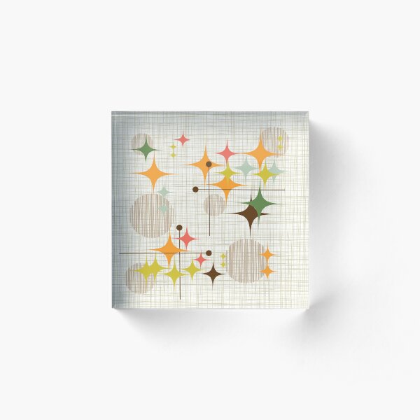 Eames Era Starbursts and Globes 3 (bkgrnd) Acrylic Block