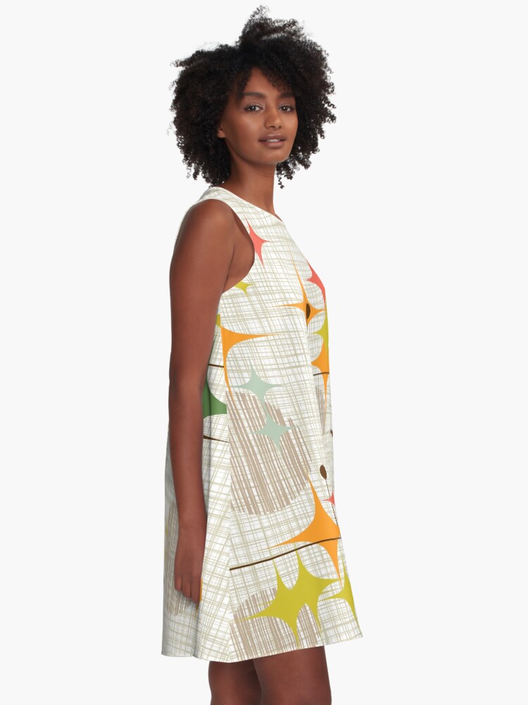 Alternate view of Eames Era Starbursts and Globes 3 (bkgrnd) A-Line Dress