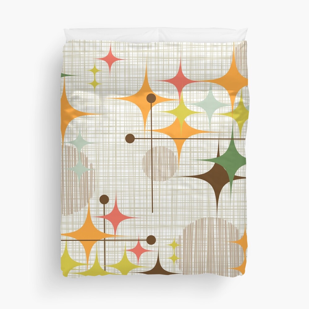 Eames Era Starbursts and Globes 3 (bkgrnd) Duvet Cover