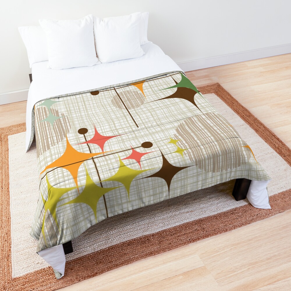 Eames Era Starbursts and Globes 3 (bkgrnd) Comforter
