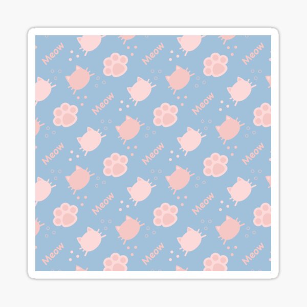Item preview, Baby Pink Cat Meow in Maya Blue BG Animal Wall Paper Pattern designed and sold by Moyanana.