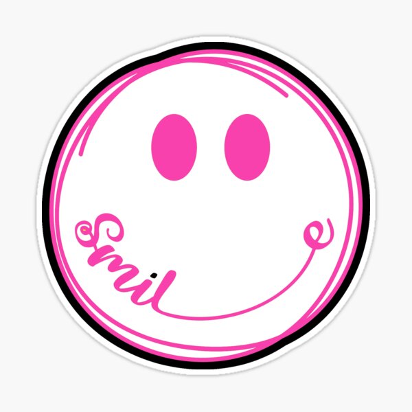 Large Pink and White Smiley Face - Preppy Aesthetic Decor Water Bottle