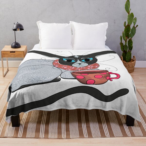 Item preview, Kawaii Siamese cat in a scarf and coffee designed and sold by Anastasiia Yurevych.