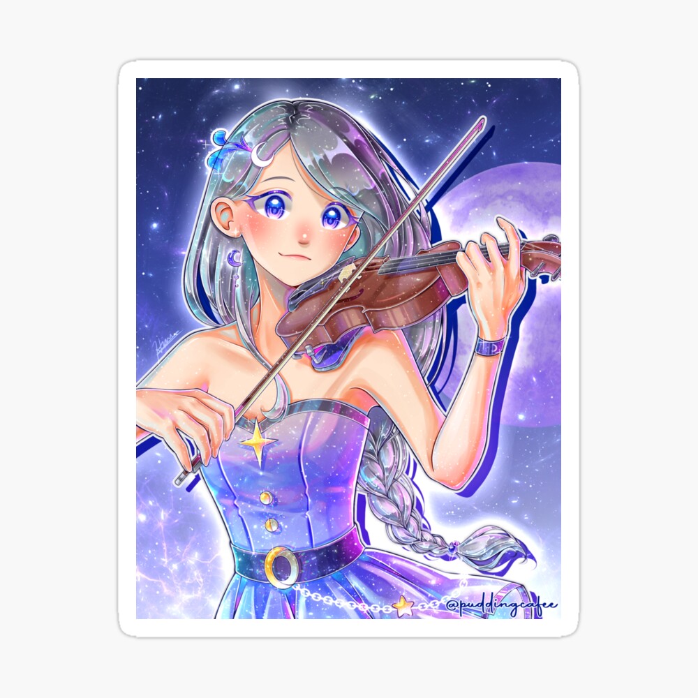 girl playing violin anime illustration, animated character holding violin  wallpaper #anime #violin #headphones #rose #leaves #building #… |  Nightcore, Violin, Anime