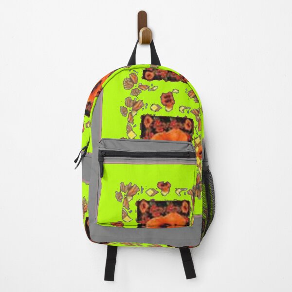 Item preview, ORANGE POPPY GARDEN LIME GREEN PATTERN ART designed and sold by sharlesart.