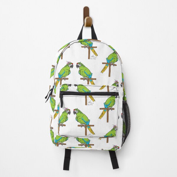 Item preview, Crazy Bird Person with Military Macaws designed and sold by Laughing Parrot Studio.
