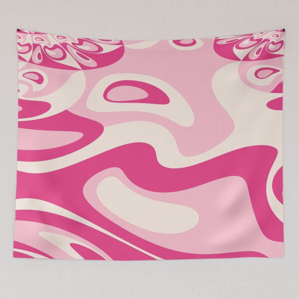 Item preview, 60's Retro Liquid Abstract Paisley Pattern in Pink and Cream designed and sold by MellowCat.