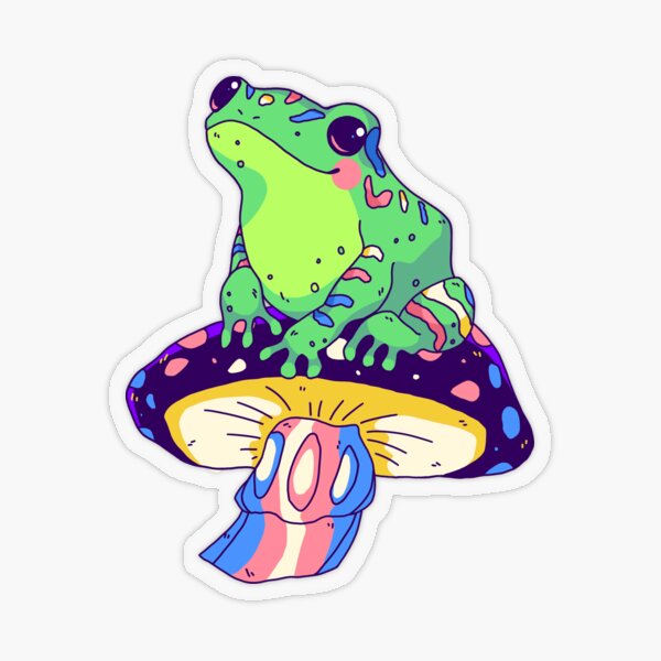Trans pride frog! Transparent Sticker