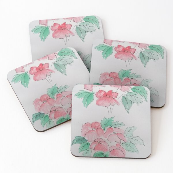 Item preview, Red flowers and leaves paintings  designed and sold by Nature  Nblossom.