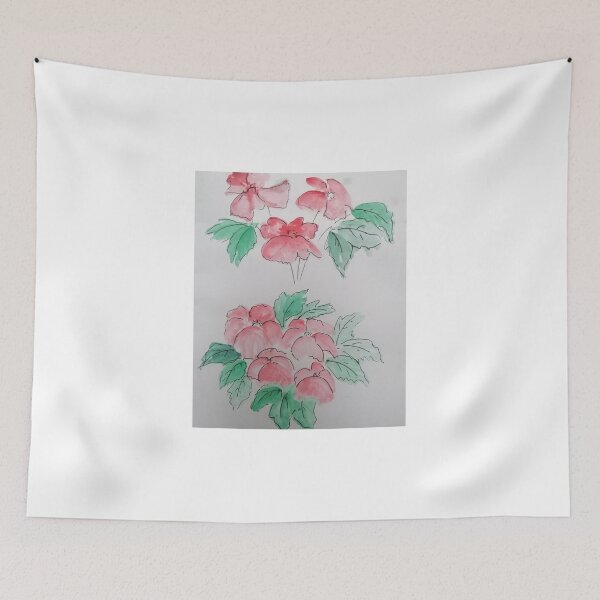 Item preview, Red flowers and leaves paintings  designed and sold by Nature  Nblossom.