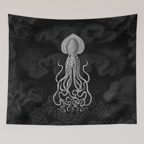 Item preview, Squid Octopus Kraken Art Tentacles Seashell Deep Sea Ocean Creatures Lover (Black & White) - Octopus designed and sold by Mechanical Whispers.