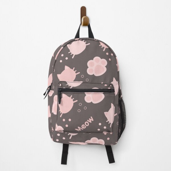 Item preview, Baby Pink Cat Meow in Grey Brown BG Animal Wall Paper Pattern designed and sold by Moyanana.