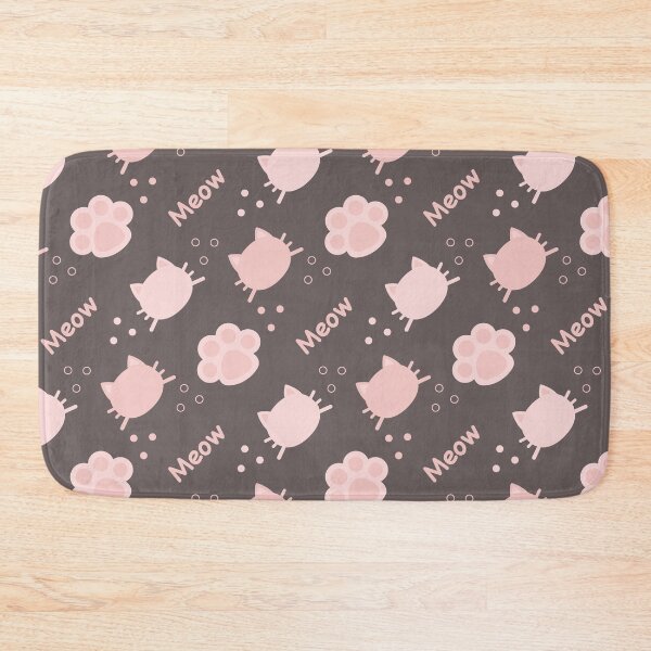 Item preview, Baby Pink Cat Meow in Grey Brown BG Animal Wall Paper Pattern designed and sold by Moyanana.