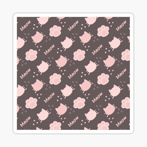 Item preview, Baby Pink Cat Meow in Grey Brown BG Animal Wall Paper Pattern designed and sold by Moyanana.