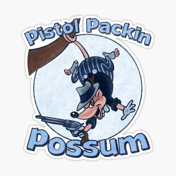 "Pistol Packin Possum" Sticker for Sale by Ellador | Redbubble