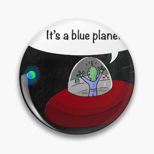 Item preview, A lone ET aboard a UFO finds a blue planet. designed and sold by blue-planet-art.