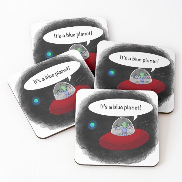 Item preview, A lone ET aboard a UFO finds a blue planet. designed and sold by blue-planet-art.