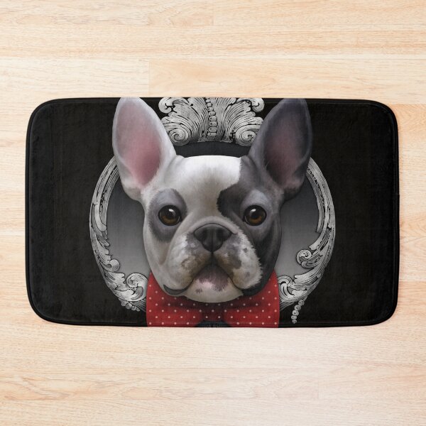 Item preview, French bulldog illustration with red bowtie and silver frame designed and sold by Svitac.
