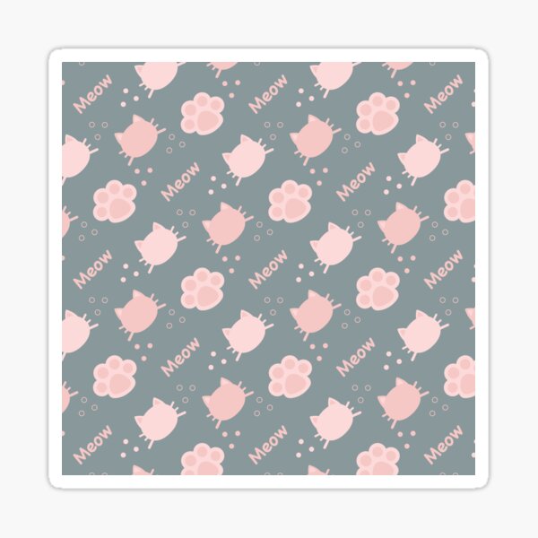 Item preview, Baby Pink Cat Meow in Blue Grey BG Animal Wall Paper Pattern designed and sold by Moyanana.