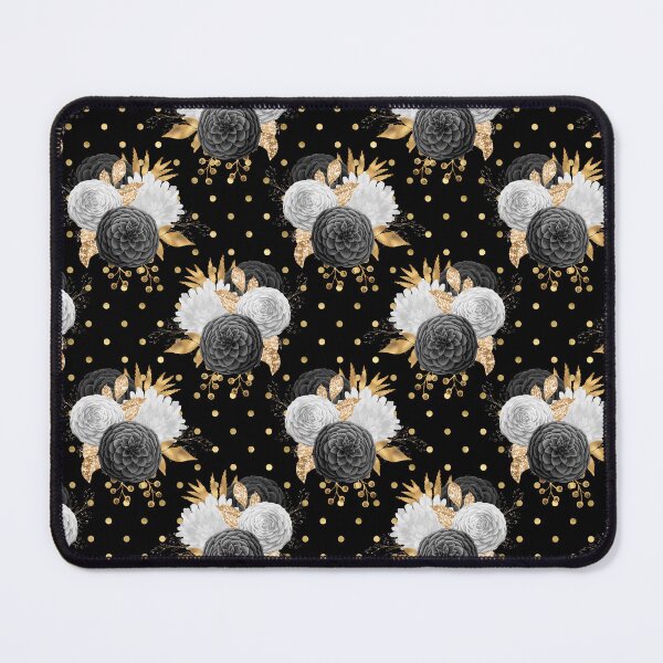 Item preview, Black Gold Floral Flower Pattern Gift Premium Art Apparel Essential Motivation Inspiration Joy Mood  Funny Cat Halloween designed and sold by DesignByHeartUK.
