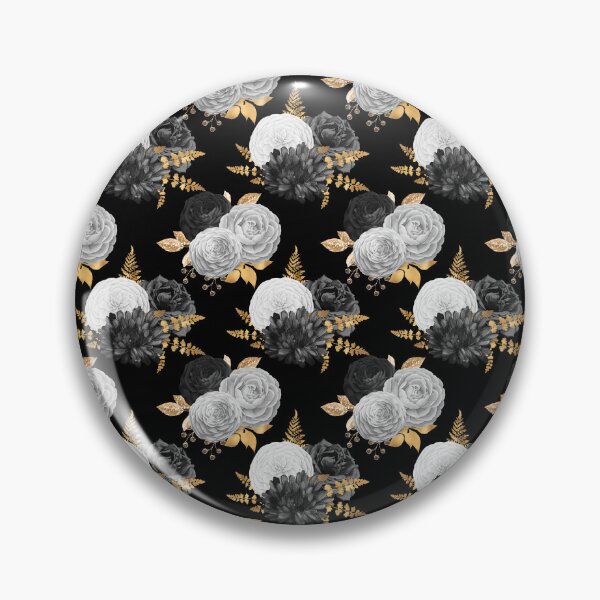 Item preview, Black Gold Floral Flower Pattern Gift Premium Art Apparel Essential Motivation Inspiration Joy Mood  Funny Cat Halloween designed and sold by DesignByHeartUK.