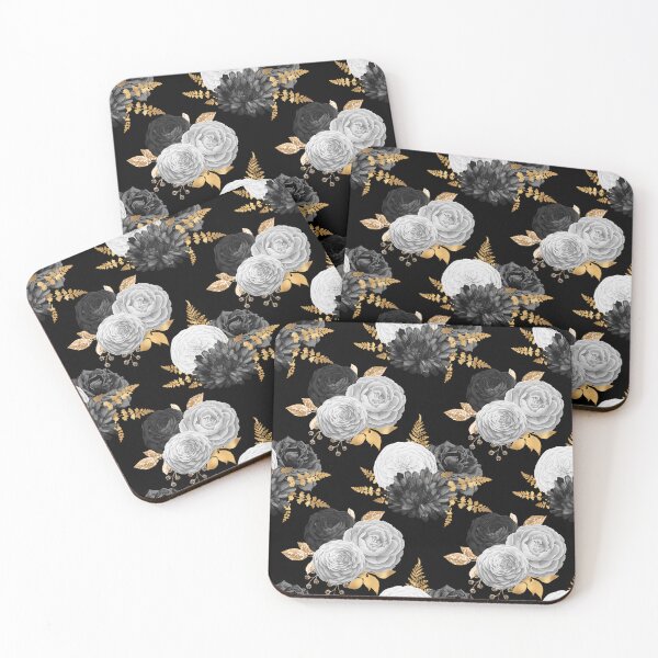 Item preview, Black Gold Floral Flower Pattern Gift Premium Art Apparel Essential Motivation Inspiration Joy Mood  Funny Cat Halloween designed and sold by DesignByHeartUK.