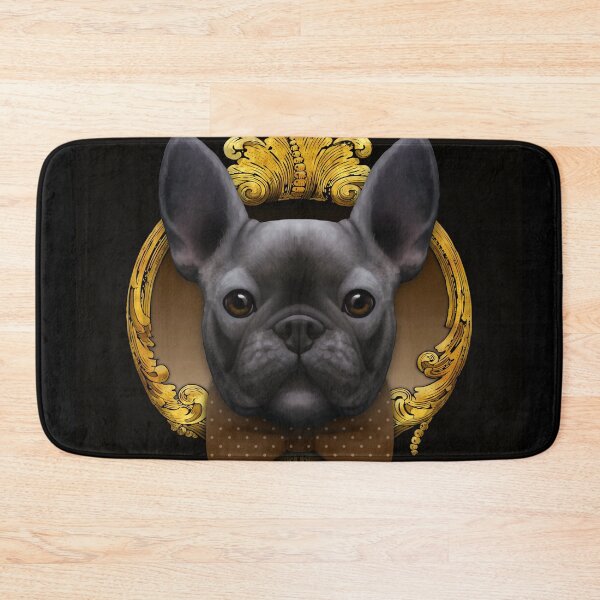 Item preview, French bulldog illustration with brown bowtie and gold frame designed and sold by Svitac.