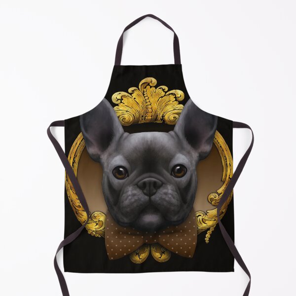 Item preview, French bulldog illustration with brown bowtie and gold frame designed and sold by Svitac.
