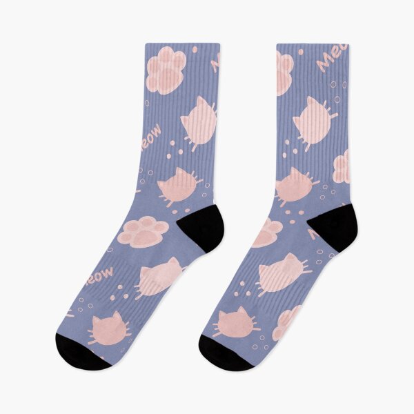 Item preview, Baby Pink Cat Meow in Deep Periwinkle Greyish Purple BG Animal Wall Paper Pattern designed and sold by Moyanana.