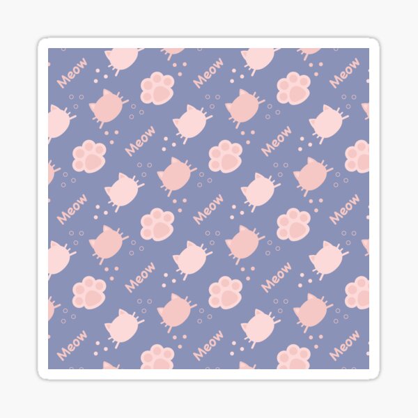 Item preview, Baby Pink Cat Meow in Deep Periwinkle Greyish Purple BG Animal Wall Paper Pattern designed and sold by Moyanana.