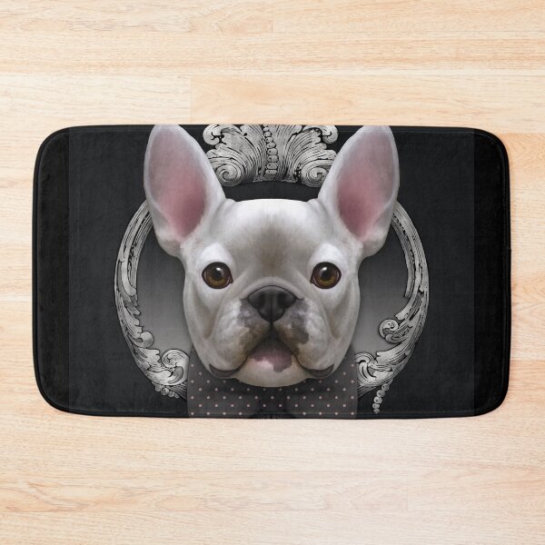 Item preview, French bulldog illustration with grey bowtie and silver frame designed and sold by Svitac.