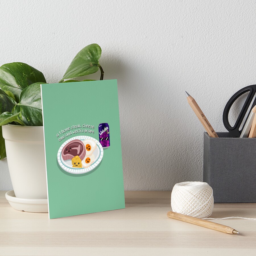 "Tbone Steak, Cheese, Eggs and Welch's Grape" Art Board Print by