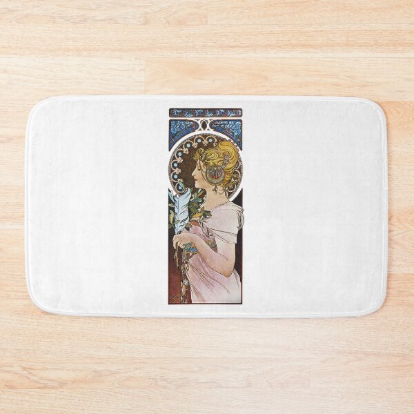 Aperçu de l'œuvre Lithographie Vintage La Plume Mucha - Reproduction Plume 1899 créée et vendue par molamode.
