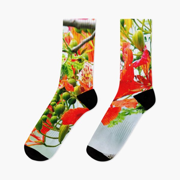Item preview, FLORA #3 – Hanging Blossoms in Red Orange designed and sold by DEL-Productions.