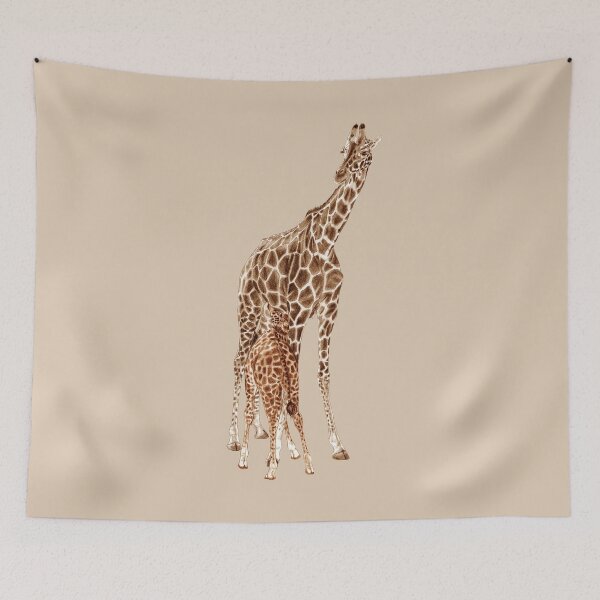 Artikelvorschau, Giraffe säugt - braun kolorierte Version entworfen und verkauft von SylvieG18.