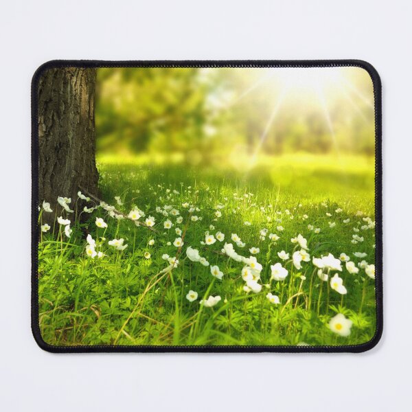 Item preview, FLORA #16 - Filtered Sun Over Field of Green With White Flowers designed and sold by DEL-Productions.