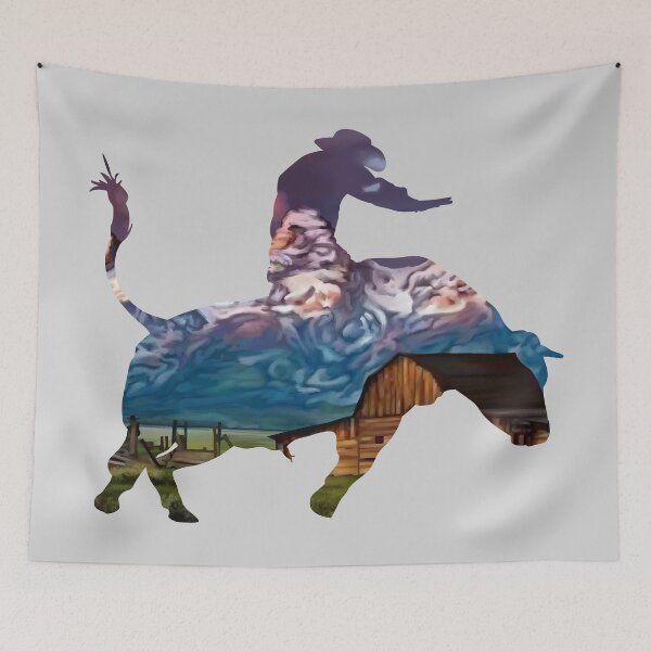 Item preview, Bull Rider 1: Mountain Ranch at Sunset designed and sold by Zia Frazier.