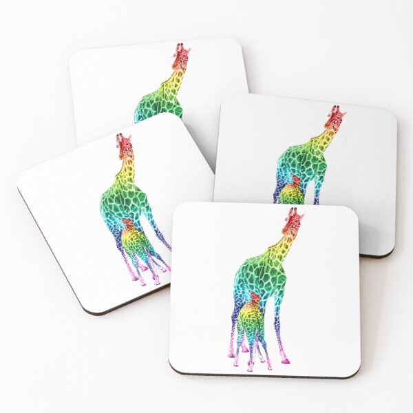 Item preview, Giraffe suckling - rainbow colored version designed and sold by SylvieG18.