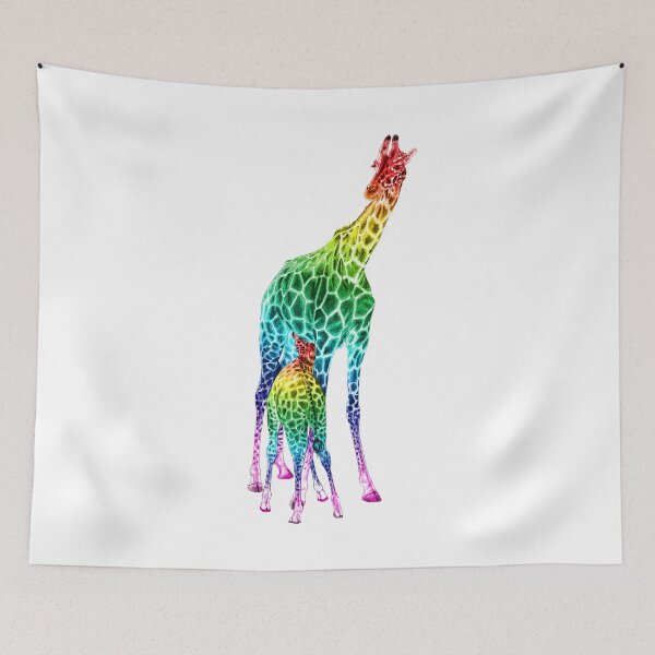 Item preview, Giraffe suckling - rainbow colored version designed and sold by SylvieG18.