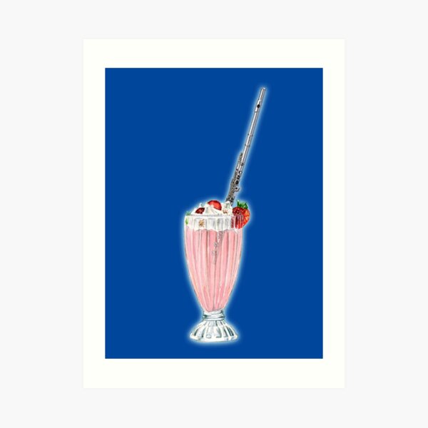 Flute Strawberry Musical Milkshake Art Print
