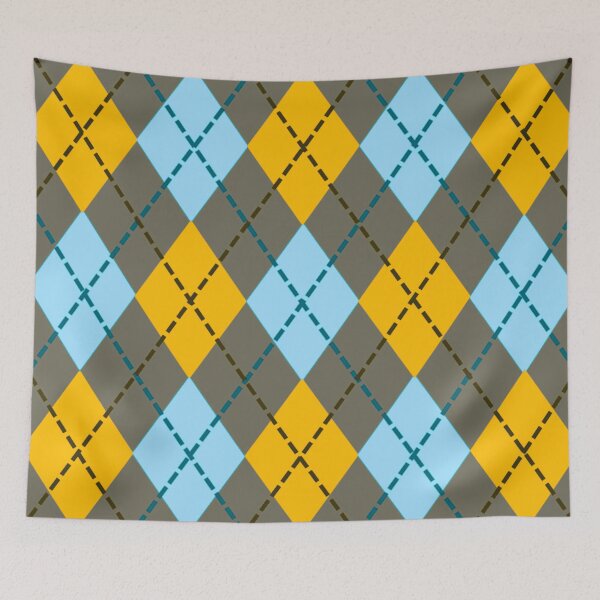 Item preview, Argyle Pattern - Light Blue, Yellow and Gray designed and sold by TotallyRetroArt.