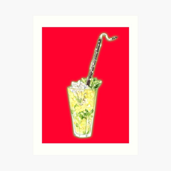 Bass Clarinet Musical Mint and Lime Cocktail Art Print